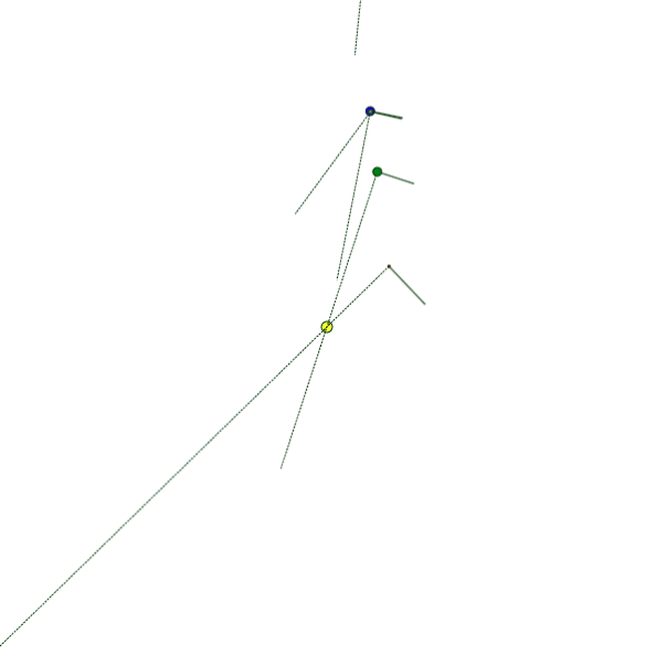 A screenshot of an early version of the simulator, showing 2 planets orbiting a star, with vectors for velocity and acceleration added in.